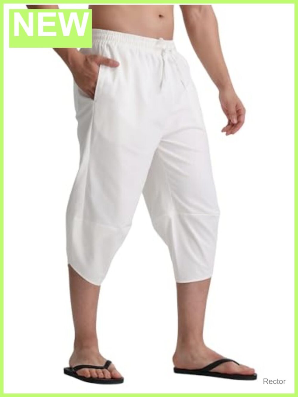 Men's Linen Yoga Pants Loose Harem Drawstring Capri Trousers
